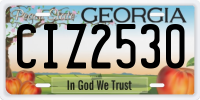 GA license plate CIZ2530