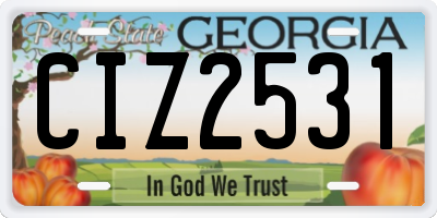 GA license plate CIZ2531