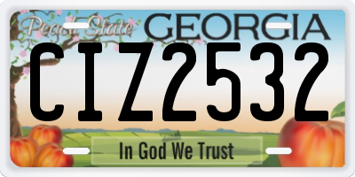 GA license plate CIZ2532