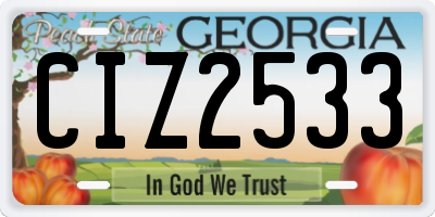 GA license plate CIZ2533