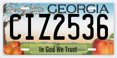 GA license plate CIZ2536