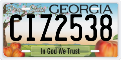 GA license plate CIZ2538