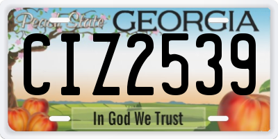 GA license plate CIZ2539