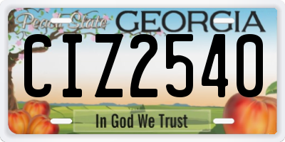 GA license plate CIZ2540