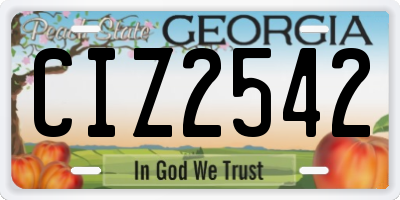 GA license plate CIZ2542