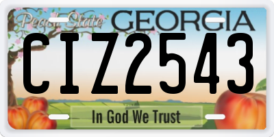 GA license plate CIZ2543