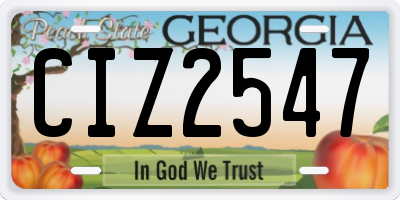 GA license plate CIZ2547
