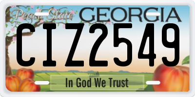 GA license plate CIZ2549