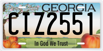 GA license plate CIZ2551