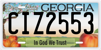 GA license plate CIZ2553