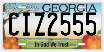 GA license plate CIZ2555