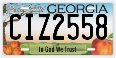GA license plate CIZ2558