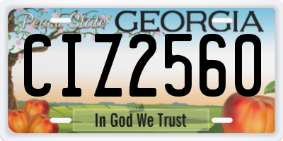 GA license plate CIZ2560