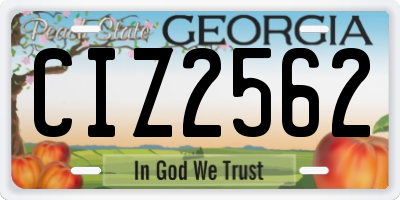 GA license plate CIZ2562