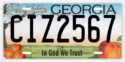 GA license plate CIZ2567