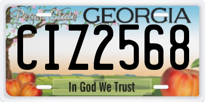 GA license plate CIZ2568