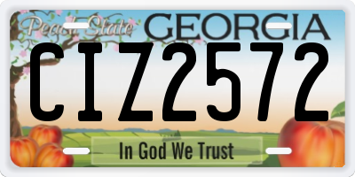 GA license plate CIZ2572