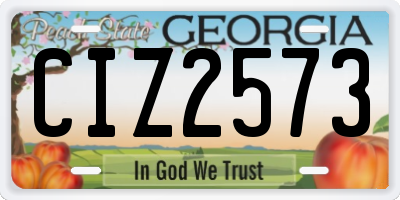 GA license plate CIZ2573
