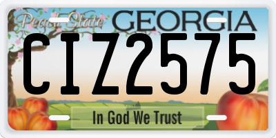 GA license plate CIZ2575