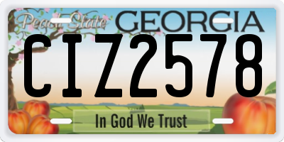 GA license plate CIZ2578