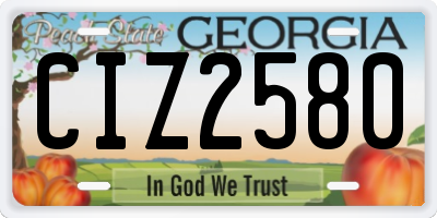 GA license plate CIZ2580