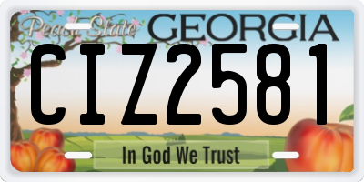 GA license plate CIZ2581