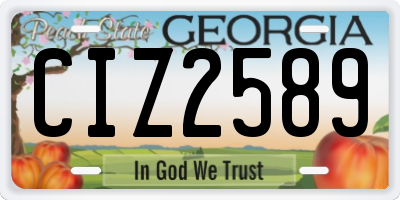 GA license plate CIZ2589