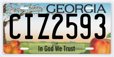 GA license plate CIZ2593