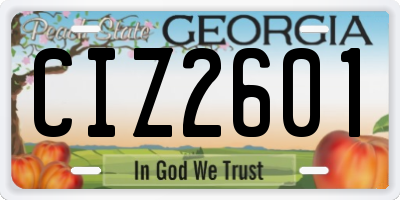 GA license plate CIZ2601
