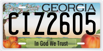 GA license plate CIZ2605