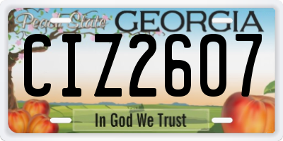 GA license plate CIZ2607