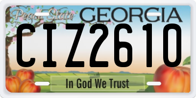 GA license plate CIZ2610