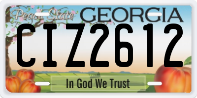 GA license plate CIZ2612