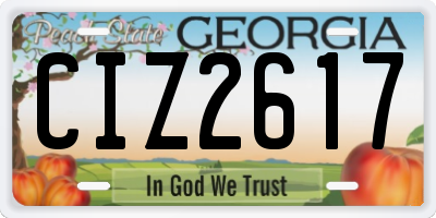 GA license plate CIZ2617
