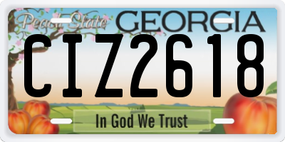 GA license plate CIZ2618