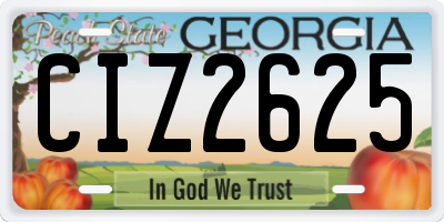 GA license plate CIZ2625
