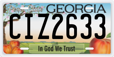 GA license plate CIZ2633