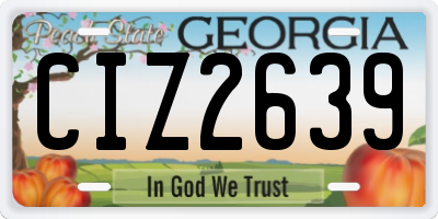 GA license plate CIZ2639