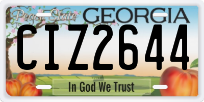 GA license plate CIZ2644
