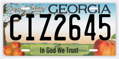 GA license plate CIZ2645