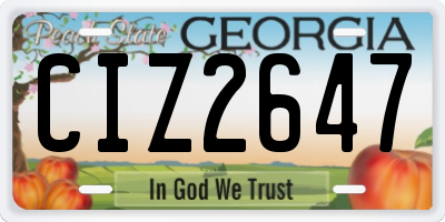 GA license plate CIZ2647