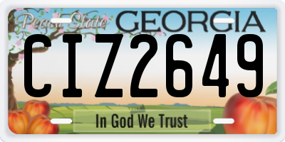 GA license plate CIZ2649