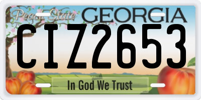 GA license plate CIZ2653
