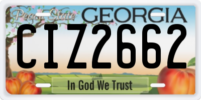 GA license plate CIZ2662