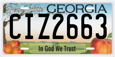 GA license plate CIZ2663