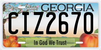 GA license plate CIZ2670