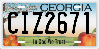 GA license plate CIZ2671