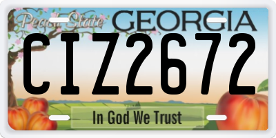 GA license plate CIZ2672