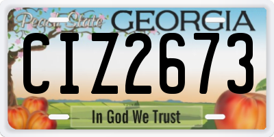 GA license plate CIZ2673