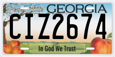 GA license plate CIZ2674